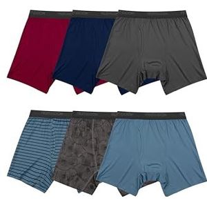 Fruit of the Loom Standaard 4-weg boxershort voor heren | Lichtgewicht en vochtafvoerend ondergoed | Lange stam, normale been-micro stretchkleuren kunnen variëren
