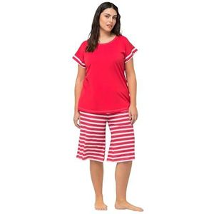 Ulla Popken Dames Shorty Stripes pyjama, neonrood, 42-44