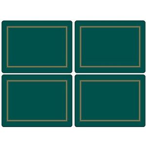 Pimpernel MDF-placemats van 40,1 x 29,8 cm met kurken achterkant, set van 4 stuks, klassiek smaragdgroen