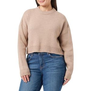 Trendyol Regular sweater voor dames, rechte lange mouwen, camel, L