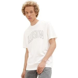 TOM TAILOR Denim T-shirt voor heren, 12906 - Wool White, M