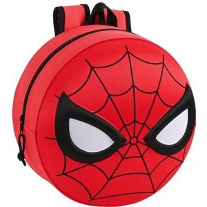 SpiderMan 3D-rugzak, rond, 310 x 100 x 310 mm, Rood/Zwart, One size
