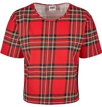 Urban Classics Dames T-shirt dames bovendeel tartan geruit patroon tee