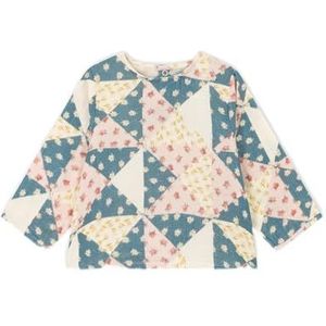 Petit Bateau Baby-meisjes blouse met lange mouwen, Wit Avalanche/meerkleurig, 24 Maanden
