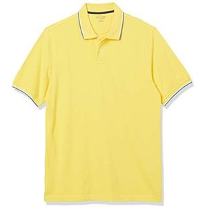 Amazon Essentials Men's Poloshirt van piqué-katoen met normale pasvorm (verkrijgbaar in grote en lange maten), Geel/Blauw/Wit, M