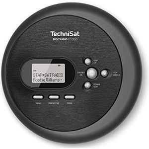 TechniSat Digitradio CD 2GO - Draagbare DAB+ Radio met CD-speler (DAB+, FM, MP3 met Resume-functie, ASP, Hoofdtelefoonaansluiting, Equalizer, Favoriete Geheugen), Zwart, 14,5 x 2,5 x 14,5 cm