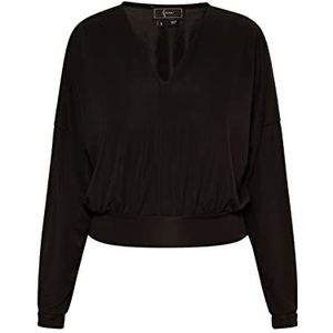 faina Dames Cropped shirt met lange mouwen 19526756, zwart, XS, zwart, XS