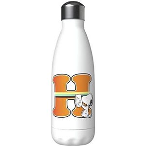 Snoopy - roestvrijstalen waterfles, hermetische sluiting, met veelkleurig letter H-ontwerp, 550 ml, witte kleur, officieel product (CyP Brands)