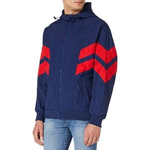 Urban Classics Herenjas Crinkle Panel Track Jacket, trainingsjack voor mannen, verkrijgbaar in 3 kleuren, maten S - 5XL, donkerblauw/stadsrood, XXL