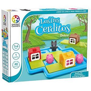 Smart Games De drie varkentjes, educatieve spelletjes voor kinderen 3 jaar, bordspellen, kinderpuzzel 3 jaar, kinderpuzzel, bordspellen kinderen 3 jaar, 48 uitdagingen
