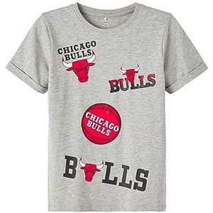 NAME IT Nkmnegan NBA Ss Top Box OUS T-shirt voor jongens, gemengd grijs, 116 cm
