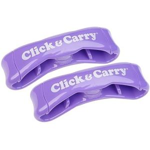 Click & Carry Kruidenierswinkel paarse tas drager met zachte kussen Grip. Gebruik als een handsfree boodschappentas drager, plastic tas houder, sportuitrusting drager en meer. Klik en draag met gemak