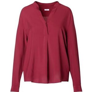 Seidensticker Damesblouse - modieuze blouse - tuniek blouse - regular fit - opstaande kraag - V-hals - lange mouwen - 100% viscose, donkerrood, 40