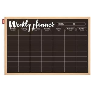 Memobe - Krijtbord zwart - weekplanner - in frame van hout - bord voor woning, keuken, kantoor, school - wandplanner - schrijfbord - organisatiebord muur - 60 x 40 cm