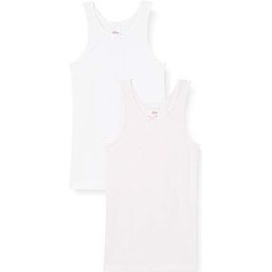 s.Oliver Dubbelpak onderhemd voor meisjes (2 stuks), wit/roze, 128 cm