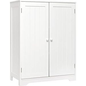 Meerveil Badkamerkast, badkamerkast, sideboard, modern, met dubbele deur en verstelbare legplank van MDF geschilderd hout, wit, 60 x 30 x 80 cm (b x d x h)