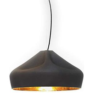 Hanglamp Pleat Box 24 E27 5-8W met keramische kap en email binnen zwart goud 21 x 21 x 18 cm (A636-085)