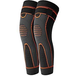 Ailan 2 stks Lange Protector Anti- Voor Slip Brace Compressie Been Mouw Voetbal Hardlopen Vrouwen Basketbal Artritis Knie Ondersteuning, Oranje/1 Paar/L