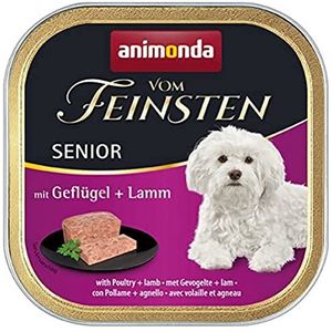animonda van de fijnste senior hondenvoer, natte voeding voor oudere honden vanaf 7 jaar, met gevogelte + lamm, 22 x 150 g