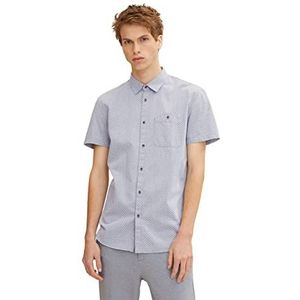 TOM TAILOR Denim Uomini Slim fit shirt met korte mouwen en print 1029840, 29438 - Structure With White Design, L