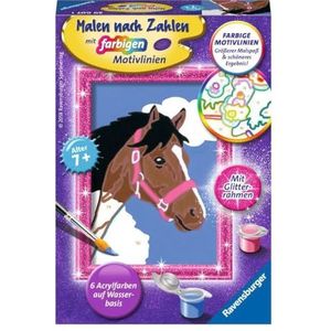 Ravensburger Schilderij op nummer 29607 - Paard - Kinderen vanaf 7 jaar: Met glitterframe: Mit Glitter-Rahmen