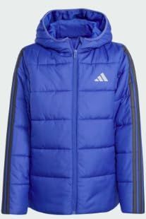 adidas Uniseks-Kind ESSENTIALS 3 STRIPES PADDED JACKET, semi lucid blue/black, 11-12 Years