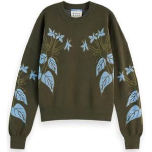 Scotch & Soda Jacquard Relaxed-fit trui voor dames, Klassiek groen, S