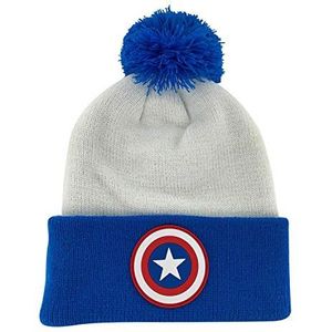 Essencial Caps Unisex Captain America beanie-muts voor kinderen, Bianco/Blu, One Size