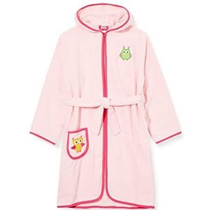 Playshoes Badstofbadjas voor kinderen, hartje Sweety met capuchon, pluizig warme ochtendjas voor meisjes, Roze 14, 74/80 cm