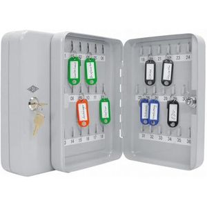 Wedo 10253637X sleutelkast (voor 36 sleutels, gepoedercoat plaatstaal 18 x 6 x 25 cm, veiligheidsslot inclusief 2 sleutels, lichtgrijs