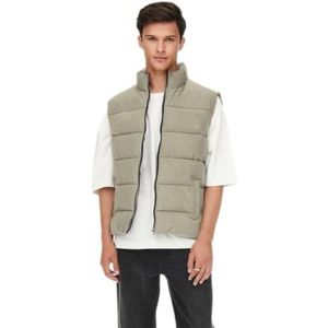 ONLY & SONS ONSMELVIN Life Puffer Vest OTW VD gewatteerd vest, vintage kaki, L, khaki (vintage khaki), L