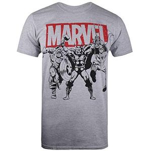 Marvel Trio Heroes T-shirt voor heren, Grijs (Grijs Marl Spo), S