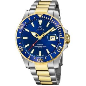 JAGUAR Horlogemodel J863 / C uit de Executive-collectie, 43,5 mm blauwe behuizing met tweekleurige stalen armband voor heren J863/C
