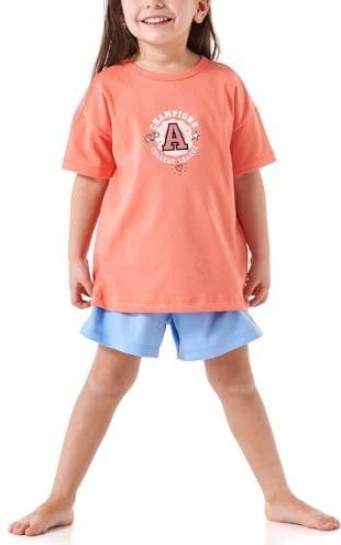 SCHIESSER - Nachtkledij - Koraal - Girls World - 2-delig - Kort/mini