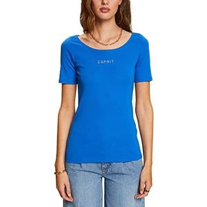 ESPRIT Jersey T-shirt met glitterlogo, bright blue, XXS