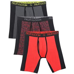 Fruit of the Loom Ademend ondergoed boxershorts kort (3-pack) heren, Lange pijpen, micronet, 3 stuks, flexibele zijwanden, S