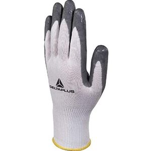 Deltaplus VV722GR09 polyamide fijn gebreide handschoen - handpalm nitrilschuim, wit-grijs, maat 09