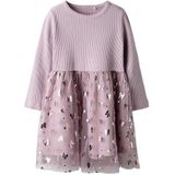 Jurk - Glitter - Ribgebreid - Lange Mouwen - Regular Fit