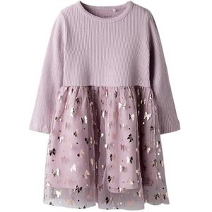 Jurk - Glitter - Ribgebreid - Lange Mouwen - Regular Fit