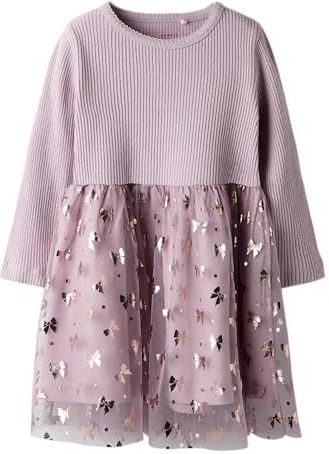 Jurk - Glitter - Ribgebreid - Lange Mouwen - Regular Fit