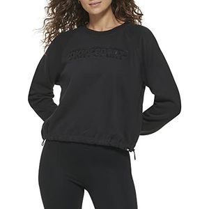DKNY Dames Sport Women's Dropout Mirror Logo Crew Neck Pullover W/Bungees Sweater, zwart, M