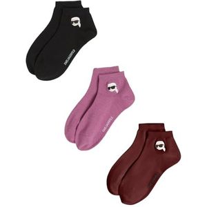 Karl Lagerfeld International B.V ikon sneaker sock 3 pack, wine-pink-zwart, 35-38, Meerkleurig, 35-38 EU