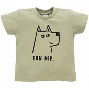 Pinokio T-shirt Olivier, 95% katoen 5% elastaan, olijfgroen met hondenprint, jongens 74-122 (86), Olive Olivier, 86 cm