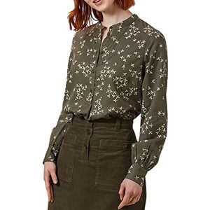 People Tree Dames Carlotta Leaf Blouse, kaki, 12, kaki, 38