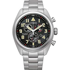 Citizen Heren Chronograaf Eco-Drive polshorloge titanium, zwart, Eén maat, armband