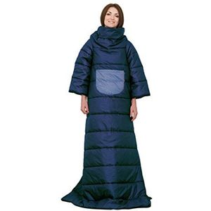 KANGURU Extreme Navy, blauw, donsjack met mouwen, voor extreme kou, zeer warm, polyester, grijs, 140 x 180 cm