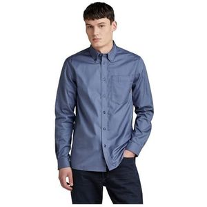 One - Pkt Regular Shirt - Blauw - Lange Mouwen - XXL