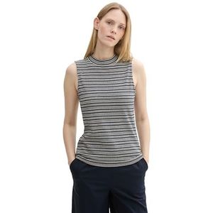 TOM TAILOR Damestop, 36152 - Navy Knit Structure Stripe, XL