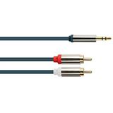 Good Connections GC-audio. Klinkstekker op 2x RCA (Cinch) stekker 1,5 m Donkerblauw - PVC-mantel