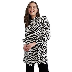 DeFacto Hemdblouse met lange mouwen voor dames, hemd met knopen voor vrijetijdskleding, zwart, 3XL